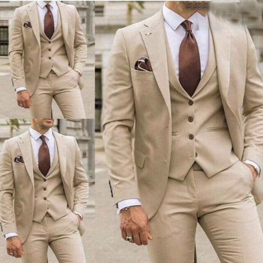 Robe de marié trois pièces à queue d'aronde ajustée pour homme