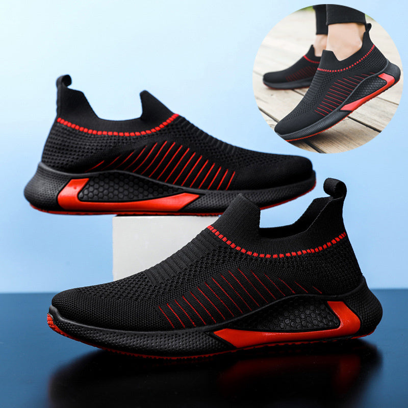 Chaussures chaussettes tendance en maille à rayures pour hommes, baskets respirantes et légères à enfiler pour l'extérieur
