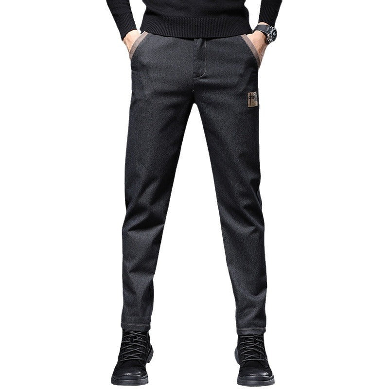 Pantalon slim droit tendance broderie pour homme