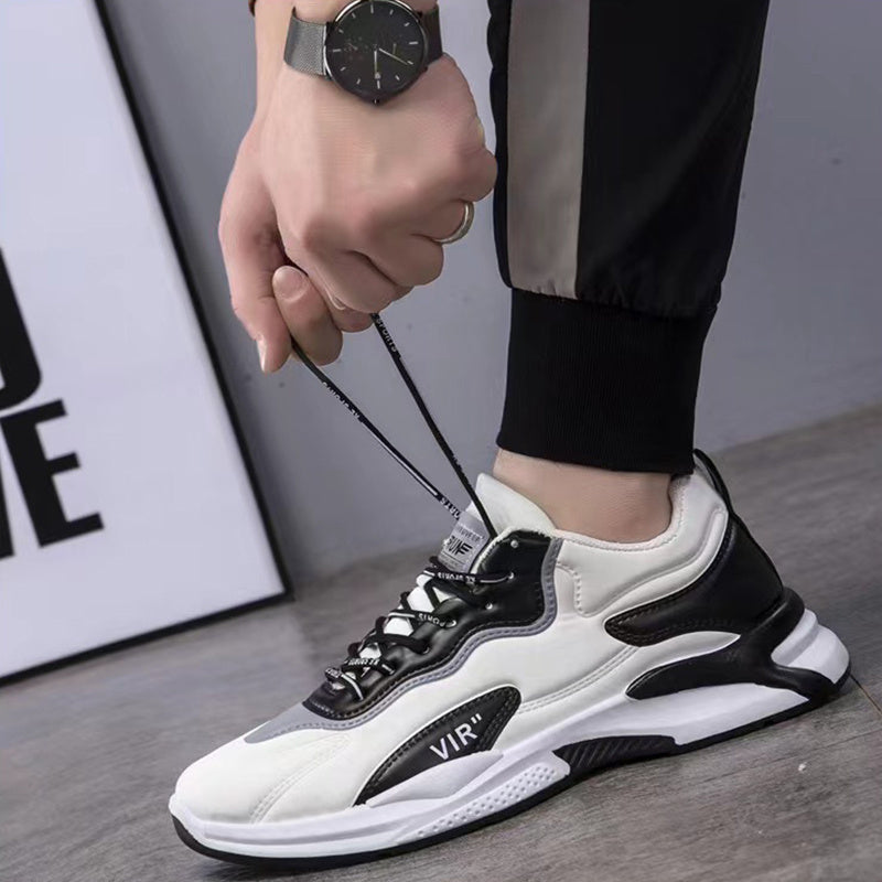 Baskets tendance noires et blanches, chaussures de sport décontractées, légères et respirantes pour hommes
