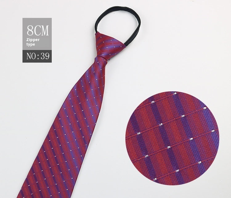 Black Men's Tie Striped Blue Business Tie Lazy Zip Tie In Stock Wholesale Pull Peels - ARCHSHOPE
