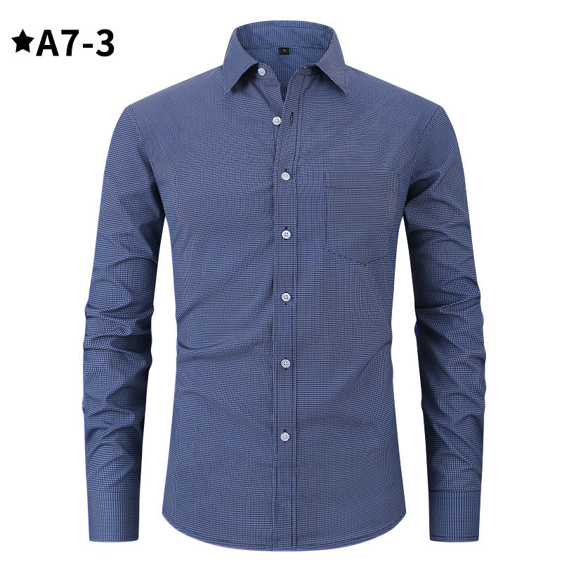Chemise à carreaux à col polo de couleur unie pour homme