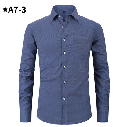 Chemise à carreaux à col polo de couleur unie pour homme