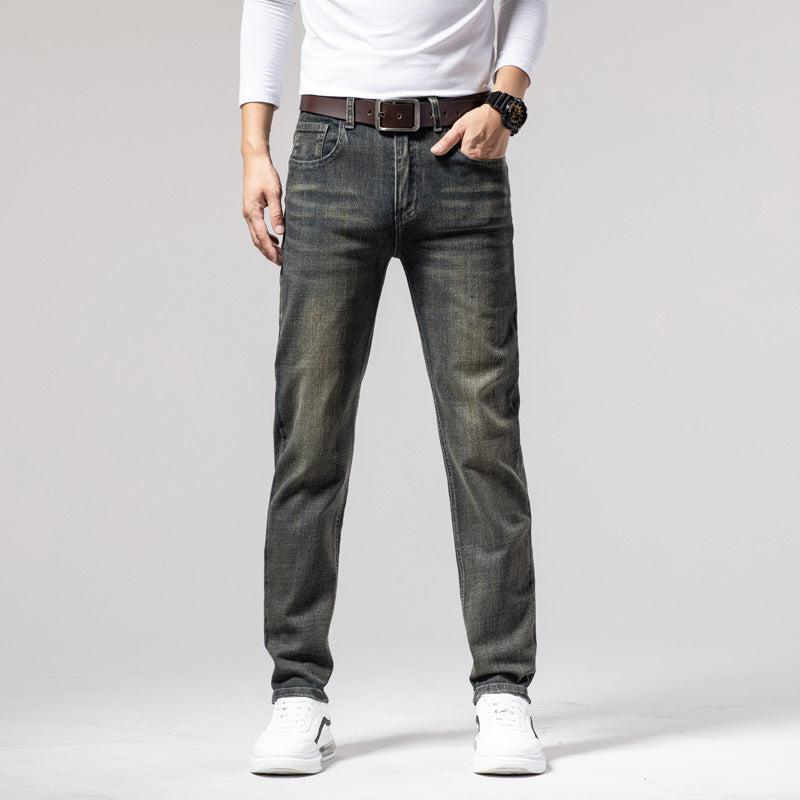 Herren Straight Stretch Slim Retro Running Volumen Vielseitige Retro Herren Lange Jeans