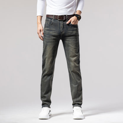 Herren Straight Stretch Slim Retro Running Volumen Vielseitige Retro Herren Lange Jeans