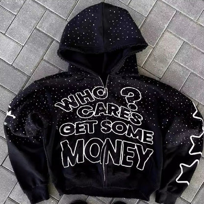 Sweat à capuche imprimé lettres de style sombre européen et américain