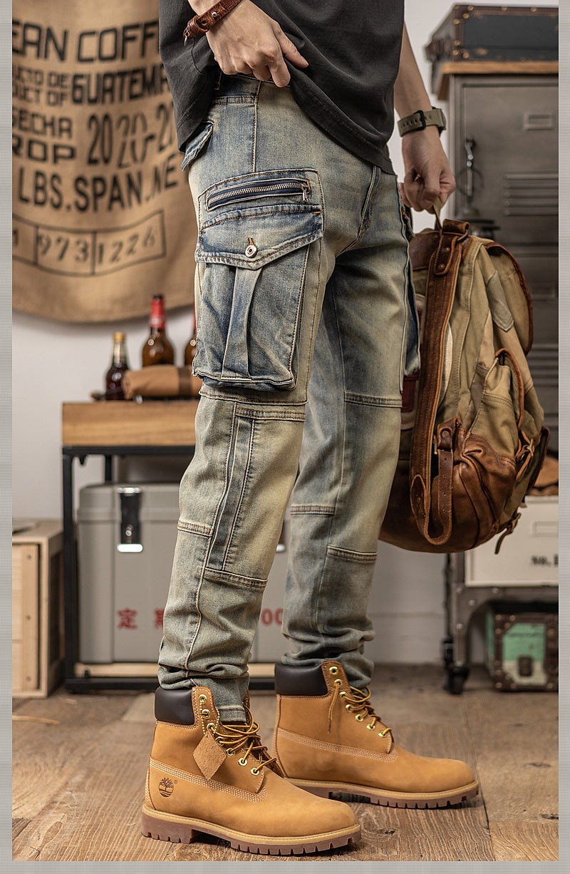Pantalon décontracté coupe droite style rétro printemps et automne