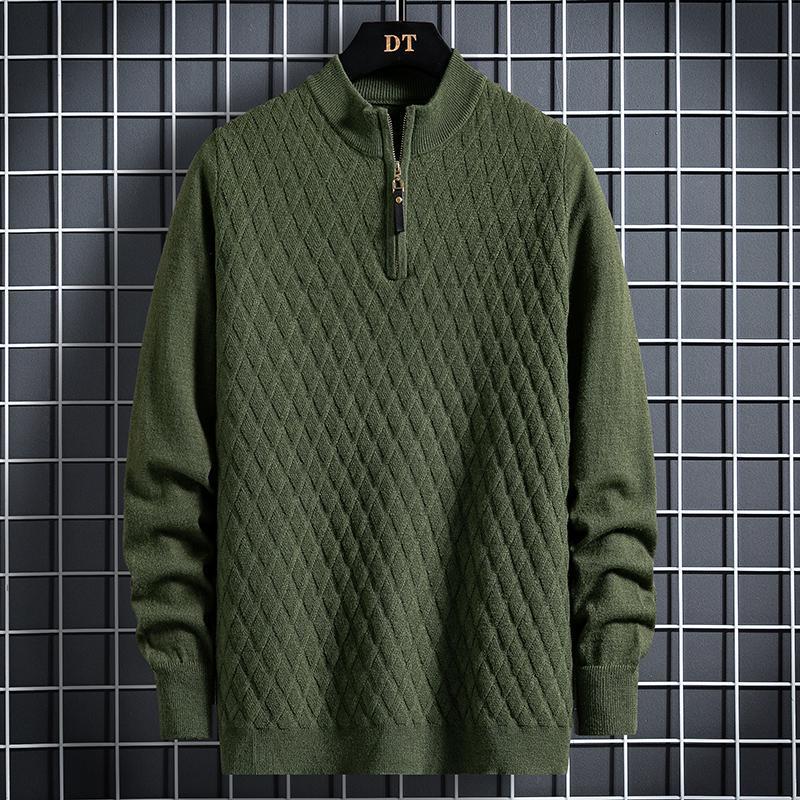 Herbst Winter Herren Half Zip Pullover Diamond Lattice Pullover