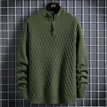 Herbst Winter Herren Half Zip Pullover Diamond Lattice Pullover
