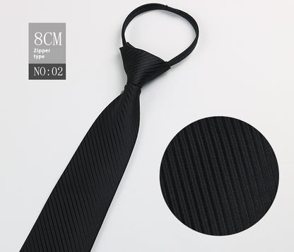 Black Men's Tie Striped Blue Business Tie Lazy Zip Tie In Stock Wholesale Pull Peels - ARCHSHOPE