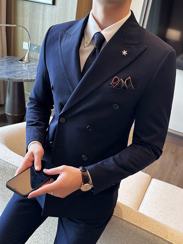 Zweireihiger Business-Slim-Fit-Freizeitanzug