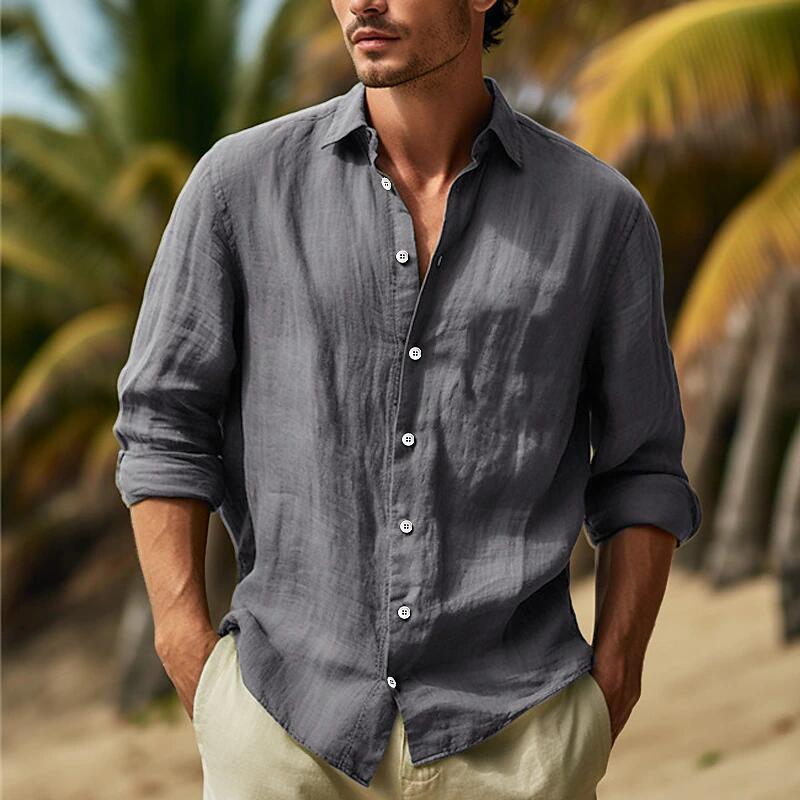 Men's Casual Solid Color Plus Size Shirt - ARCHSHOPE