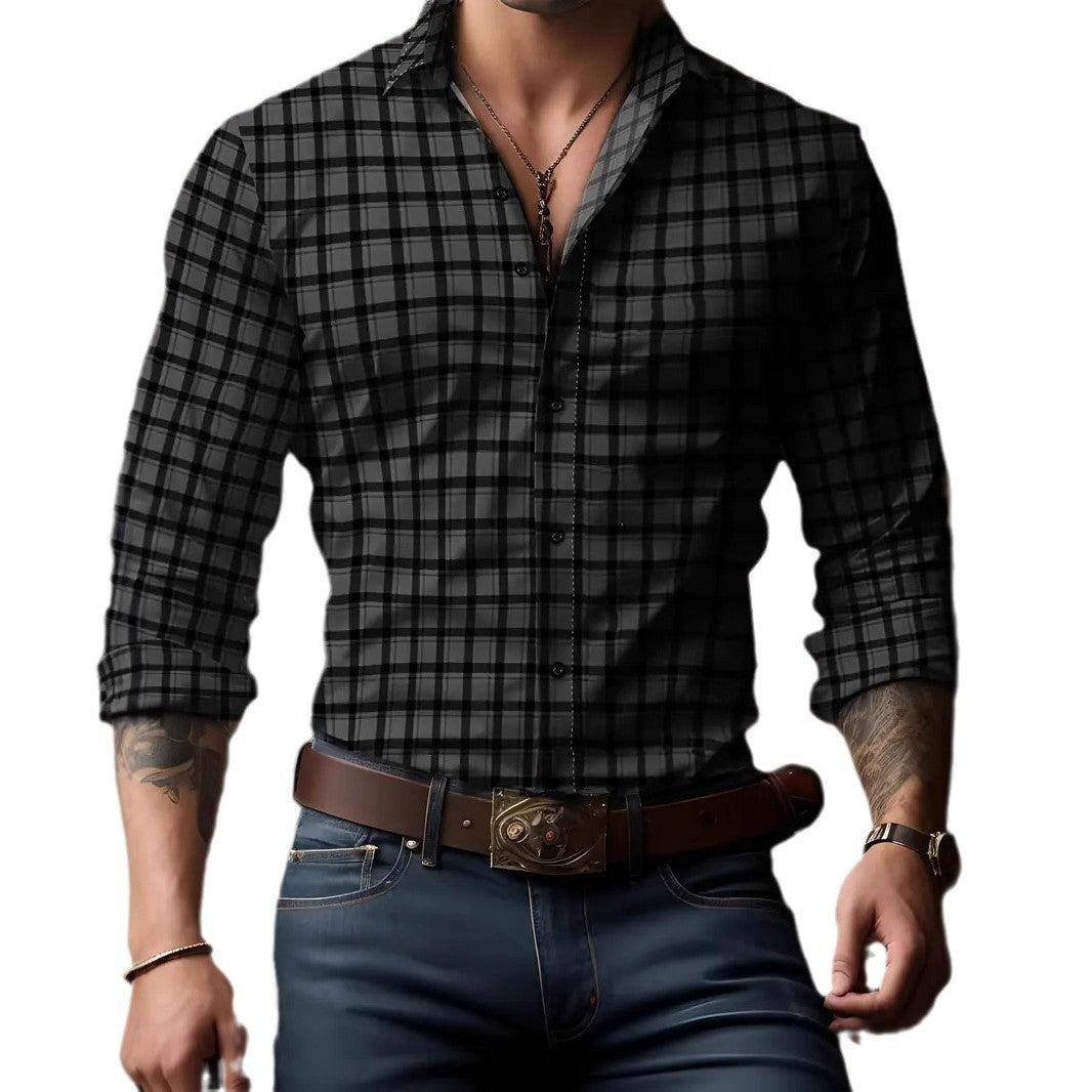 Breathable Volkswagen Casual Versatile Lattice Men's Long Sleeve Shirt - ARCHSHOPE