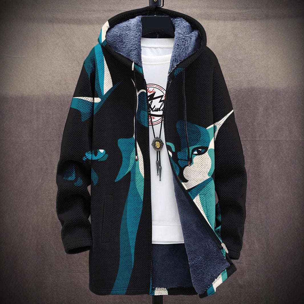 Lässige Herrenjacke mit Reißverschluss und Kapuze, baumwollgefüttert