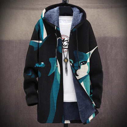 Lässige Herrenjacke mit Reißverschluss und Kapuze, baumwollgefüttert