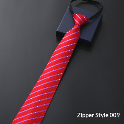 Mens Business Formal Zipper Tie With Blue Stripes - ARCHSHOPE