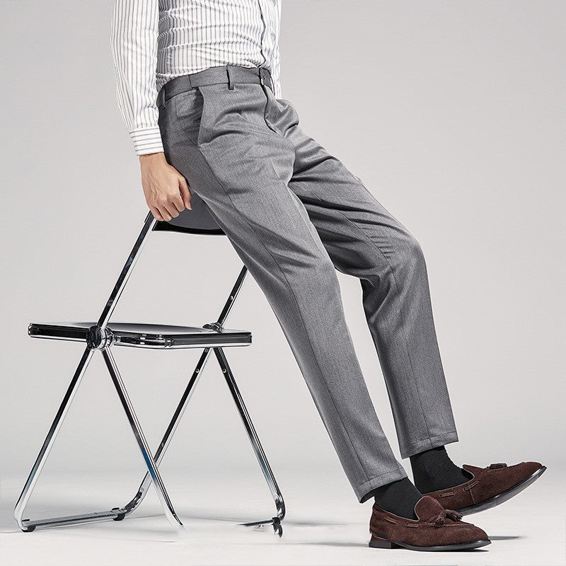Pantalon de costume pour homme, coupe droite, sans repassage, style business