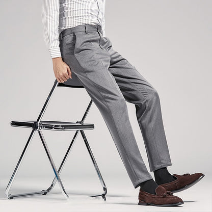 Pantalon de costume pour homme, coupe droite, sans repassage, style business