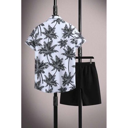 Ensemble chemise et short à manches courtes en soie glacée micro-élastique pour homme