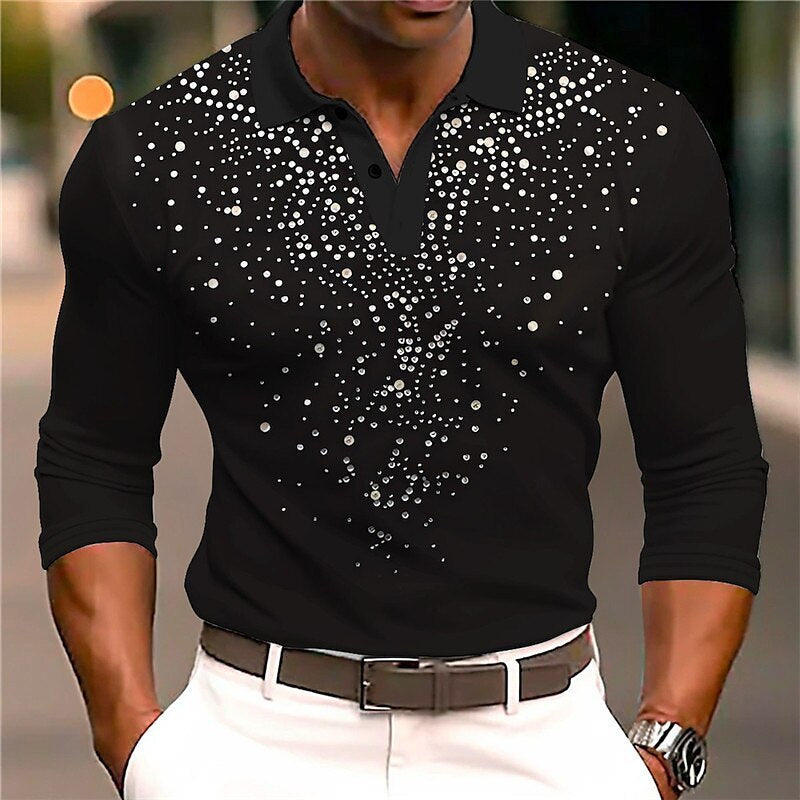 Europäische und amerikanische Herren Casual Printed 3D Polo Shirt Outdoor Freizeit täglich