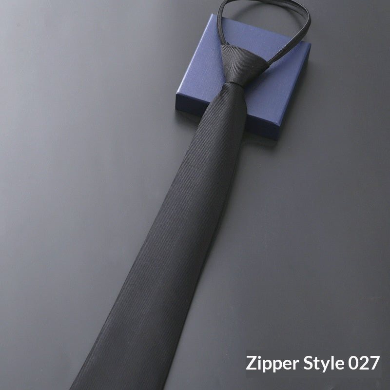 Mens Business Formal Zipper Tie With Blue Stripes - ARCHSHOPE