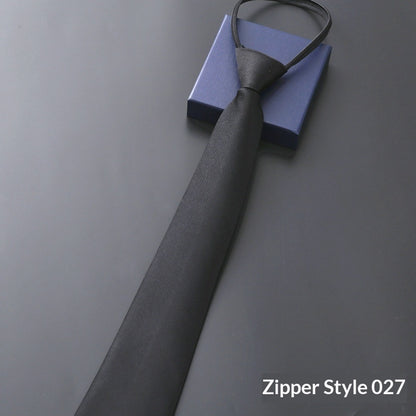 Mens Business Formal Zipper Tie With Blue Stripes - ARCHSHOPE