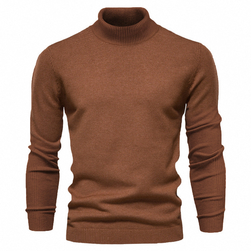 Men's Solid Color Slim Pullover Turtleneck Sweater Winter Casual Tops Clothing - ARCHSHOPE