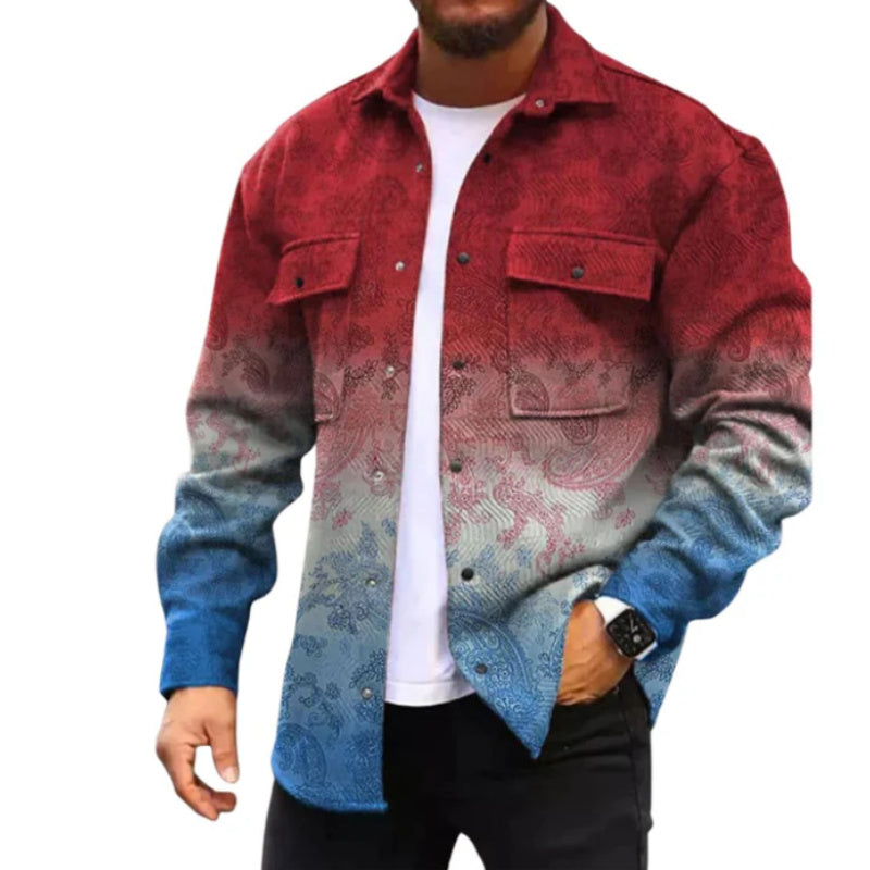 Herbst und Winter Langarm-Tasche Herrenhemd