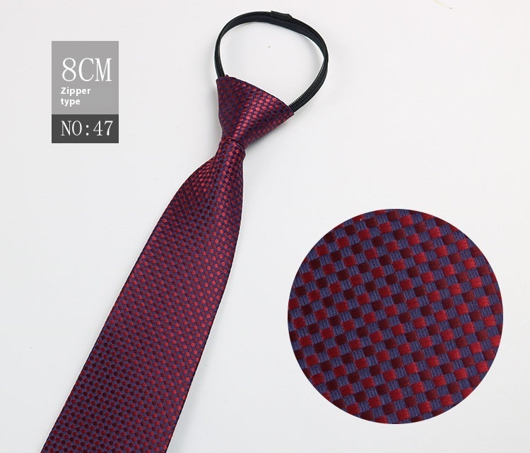 Black Men's Tie Striped Blue Business Tie Lazy Zip Tie In Stock Wholesale Pull Peels - ARCHSHOPE