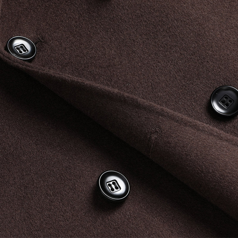 Manteau d'hiver en laine double face pour homme, mi-long, décontracté, épais