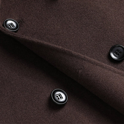 Manteau d'hiver en laine double face pour homme, mi-long, décontracté, épais