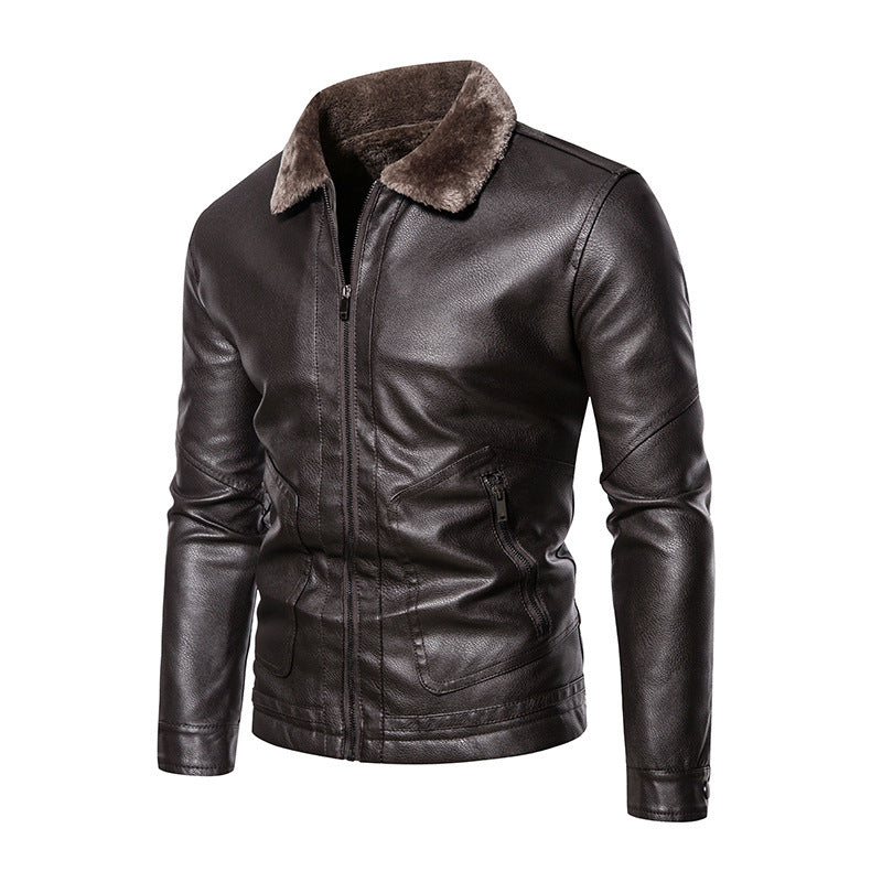 Slim Fit Revers Business Casual Lederjacke für Herren