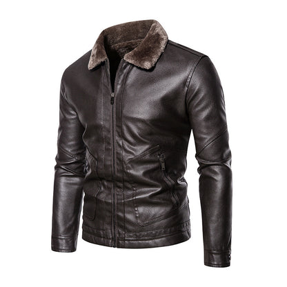 Slim Fit Revers Business Casual Lederjacke für Herren