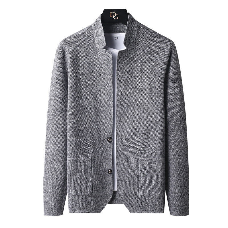 Strickjacke mit Taschen und Stehkragen für Herren