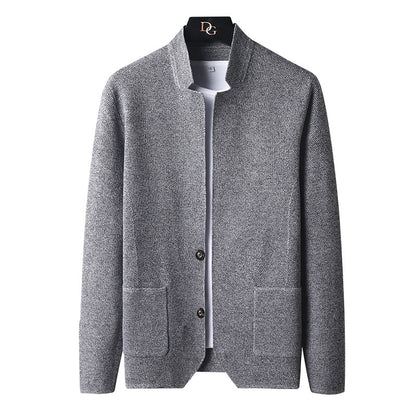 Strickjacke mit Taschen und Stehkragen für Herren