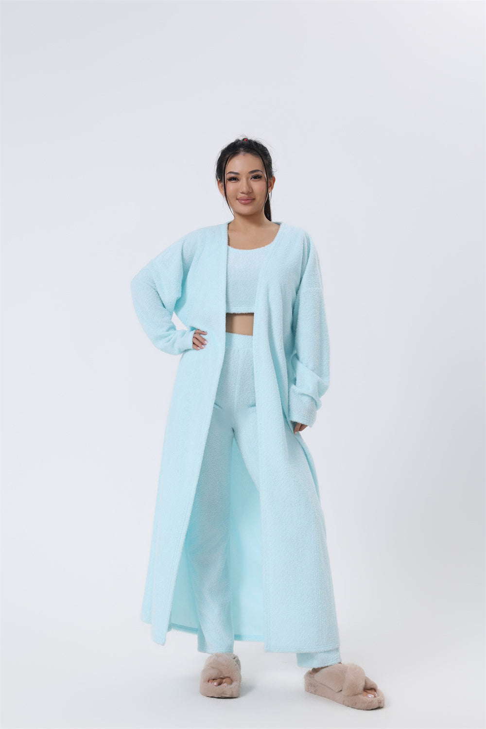 Cozy Pajama Set, 3 Piece Lounge Set, Cute Loungewear, Warm Suit Sets, Matching Set, Lounge Set, 3 Piece Pant Sets, Women Winter Dress - ARCHSHOPE