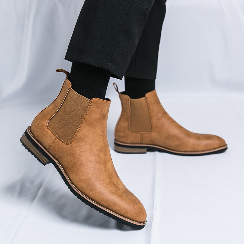 Spitz zulaufende Chelsea-Stiefel aus Leder in Übergröße für Herren