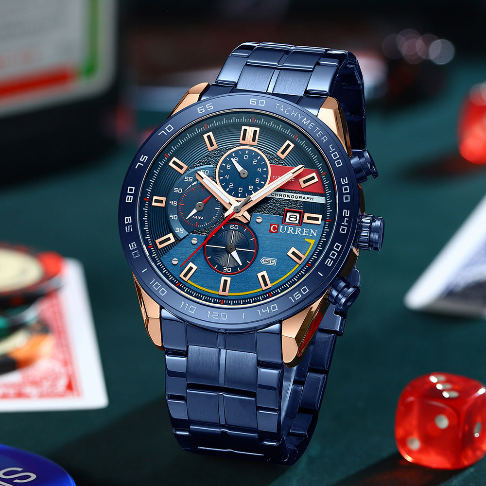 Mens Waterproof Multi-Function Watch With Large Dial And Calendar - ARCHSHOPE