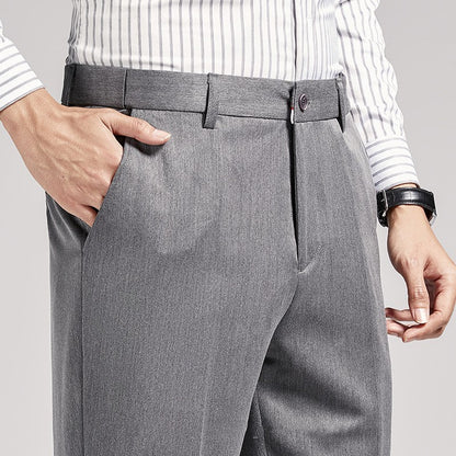 Pantalon de costume pour homme, coupe droite, sans repassage, style business