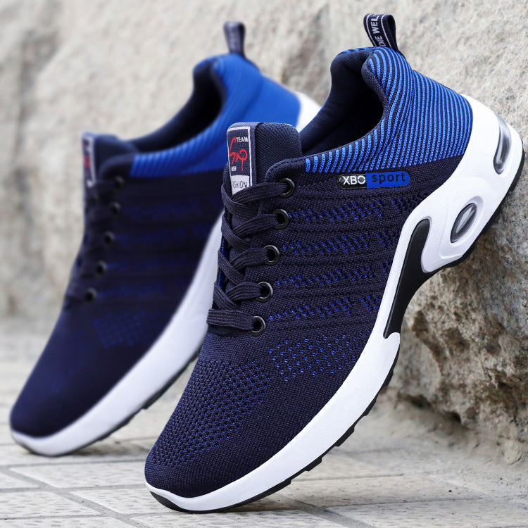 Modische Mesh-Schuhe mit gestreiftem Design für Herren, atmungsaktive Schnür-Sneaker für den Außenbereich, lässige, leichte Laufsportschuhe für Herren