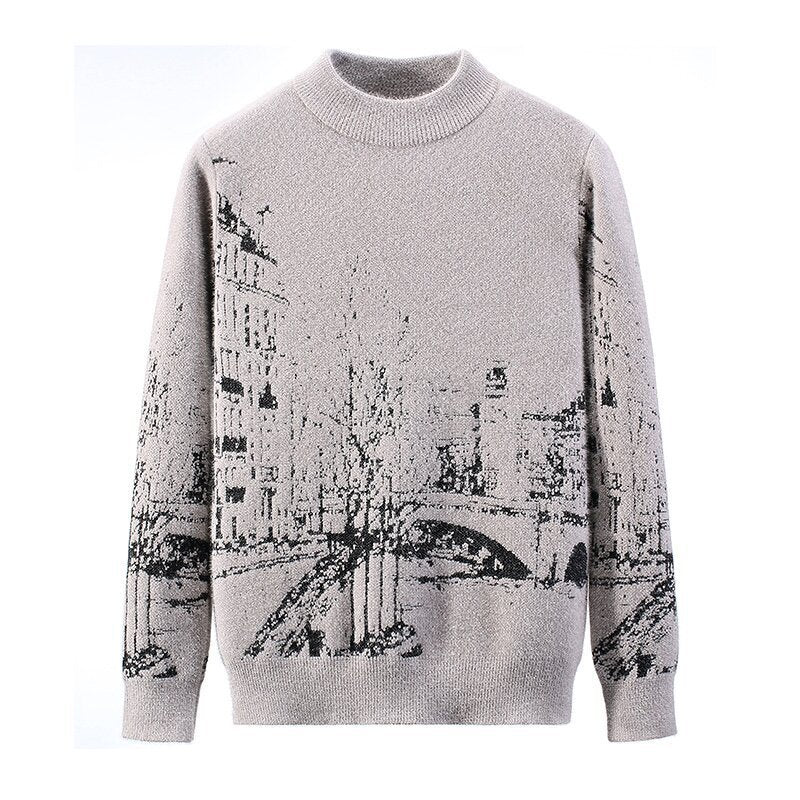 Pull épais à manches longues et col rond pour l'automne et l'hiver