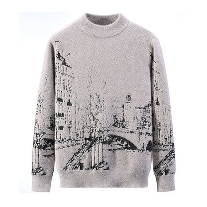 Pull épais à manches longues et col rond pour l'automne et l'hiver