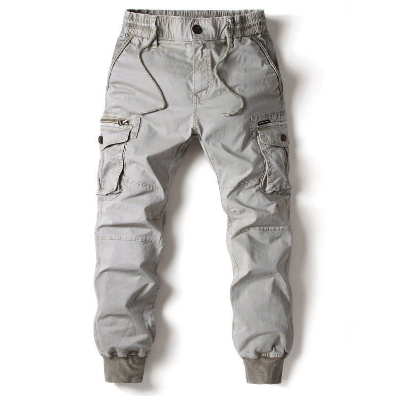Solid Color Skinny Pants Multi-pocket Men's Working Pants - ARCHSHOPE