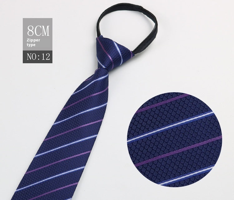 Black Men's Tie Striped Blue Business Tie Lazy Zip Tie In Stock Wholesale Pull Peels - ARCHSHOPE