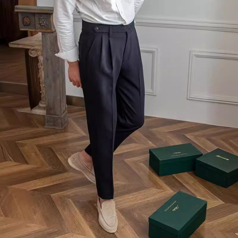 Lässige Herren Paris Schnalle Straight Business Small Naples Bügelfreie All-Match Anzughose