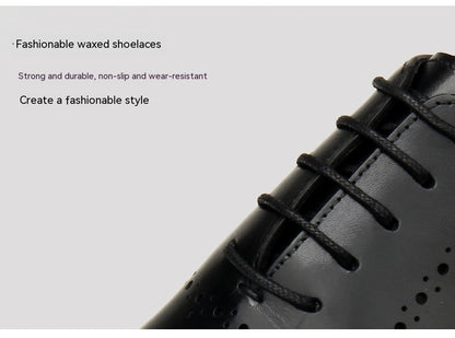 Chaussures en cuir pour hommes, style britannique, bout pointu, tenue de soirée, chaussures à lacets pour hommes
