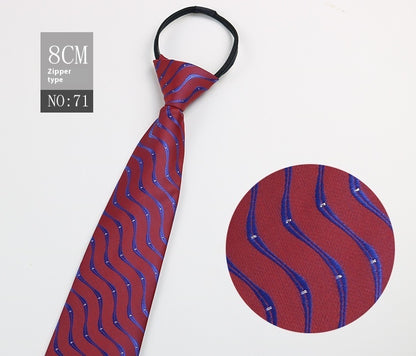 Black Men's Tie Striped Blue Business Tie Lazy Zip Tie In Stock Wholesale Pull Peels - ARCHSHOPE