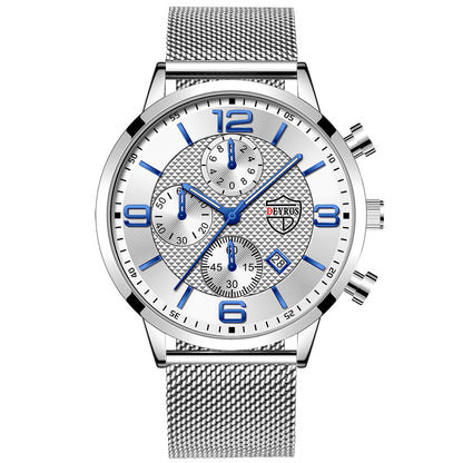 Men's Calendar Watch Business Stainless Steel Luminous Quartz Wrist Watch - ARCHSHOPE