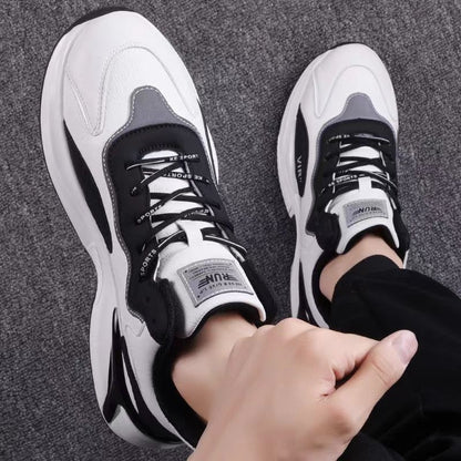 Baskets tendance noires et blanches, chaussures de sport décontractées, légères et respirantes pour hommes