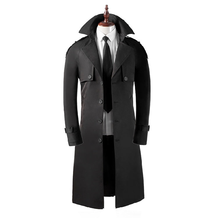 Trench-coat ultra long pour homme, coupe slim, coupe décontractée, au-dessus du genou